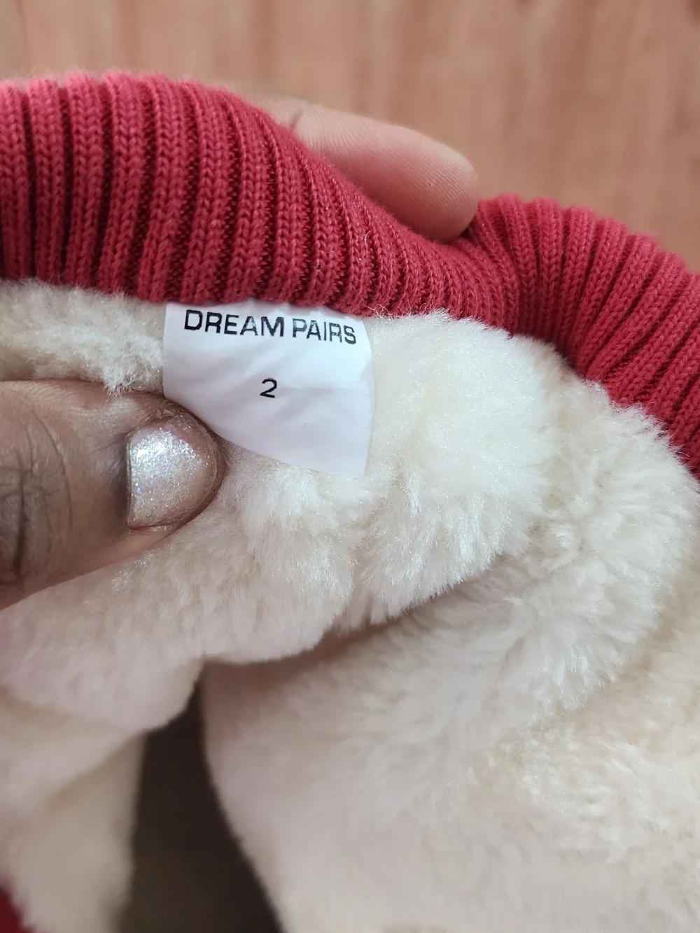 Dream Pairs Red Knit Cuff Faux Fur Lined Boot Size 2
